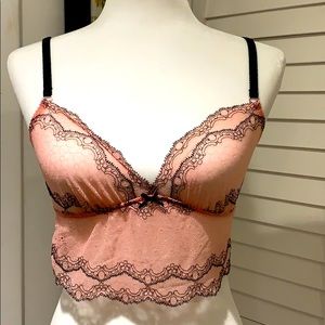 Eberjey Black and Pink Lace Bralette NEW